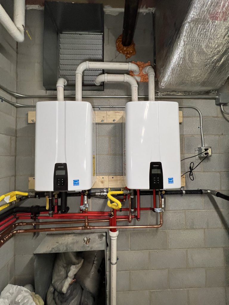 Dual tankless water heater installation by Marc Francis Plumbing